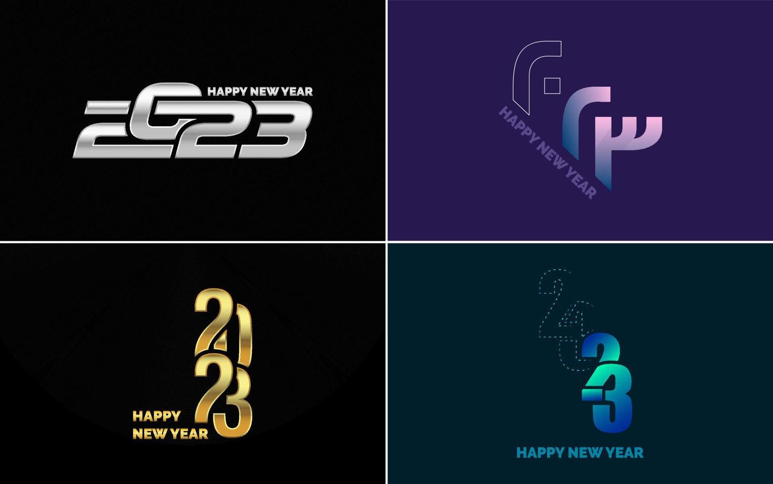 gran conjunto de diseño de texto del logo de feliz año nuevo 2023. Plantilla de diseño de número 2023. colección de símbolos de feliz año nuevo 2023 vector