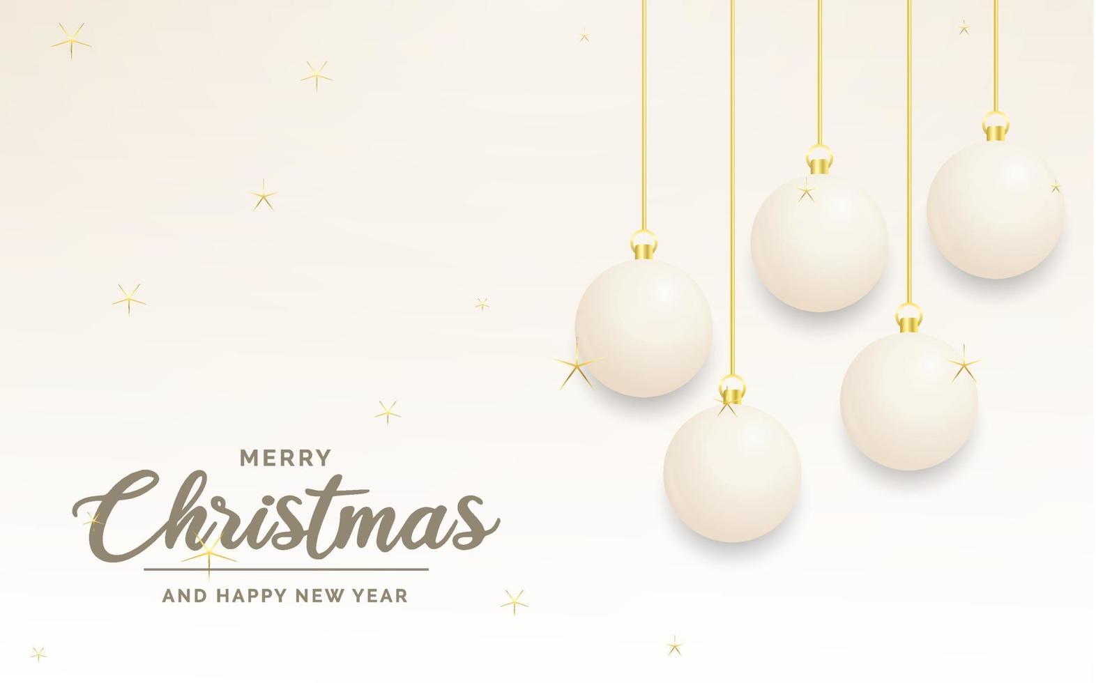 Festive Christmas decoration White and gold christmas balls for website. social networks. blog or your video channel vector