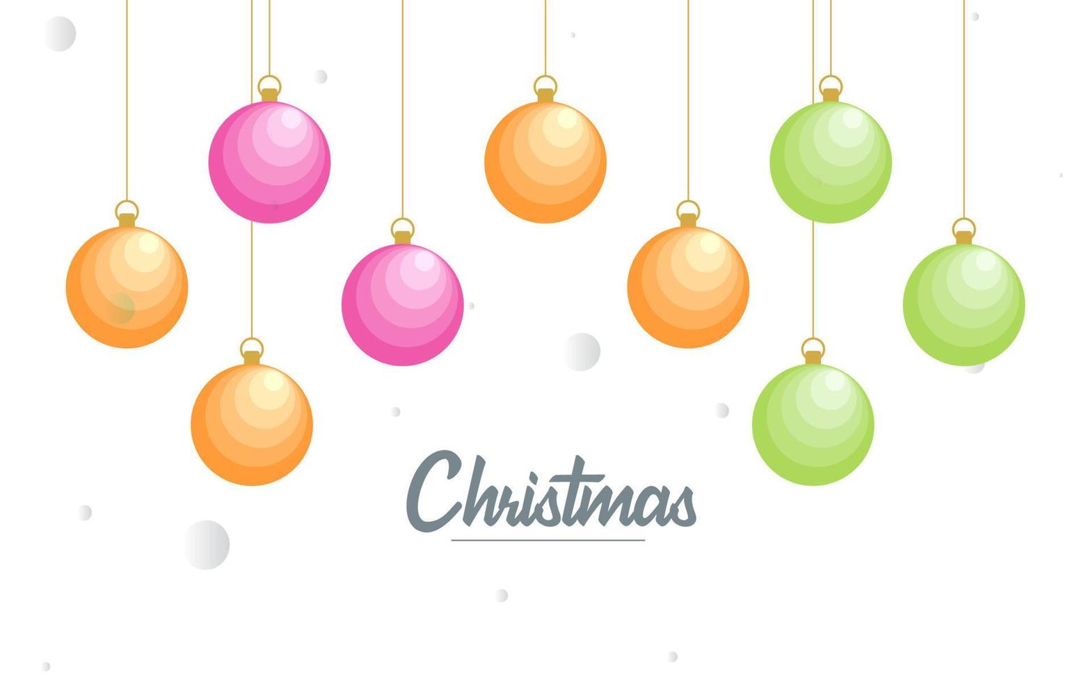 Flat merry christmas Glossy  decorative Ball elements hanging background vector