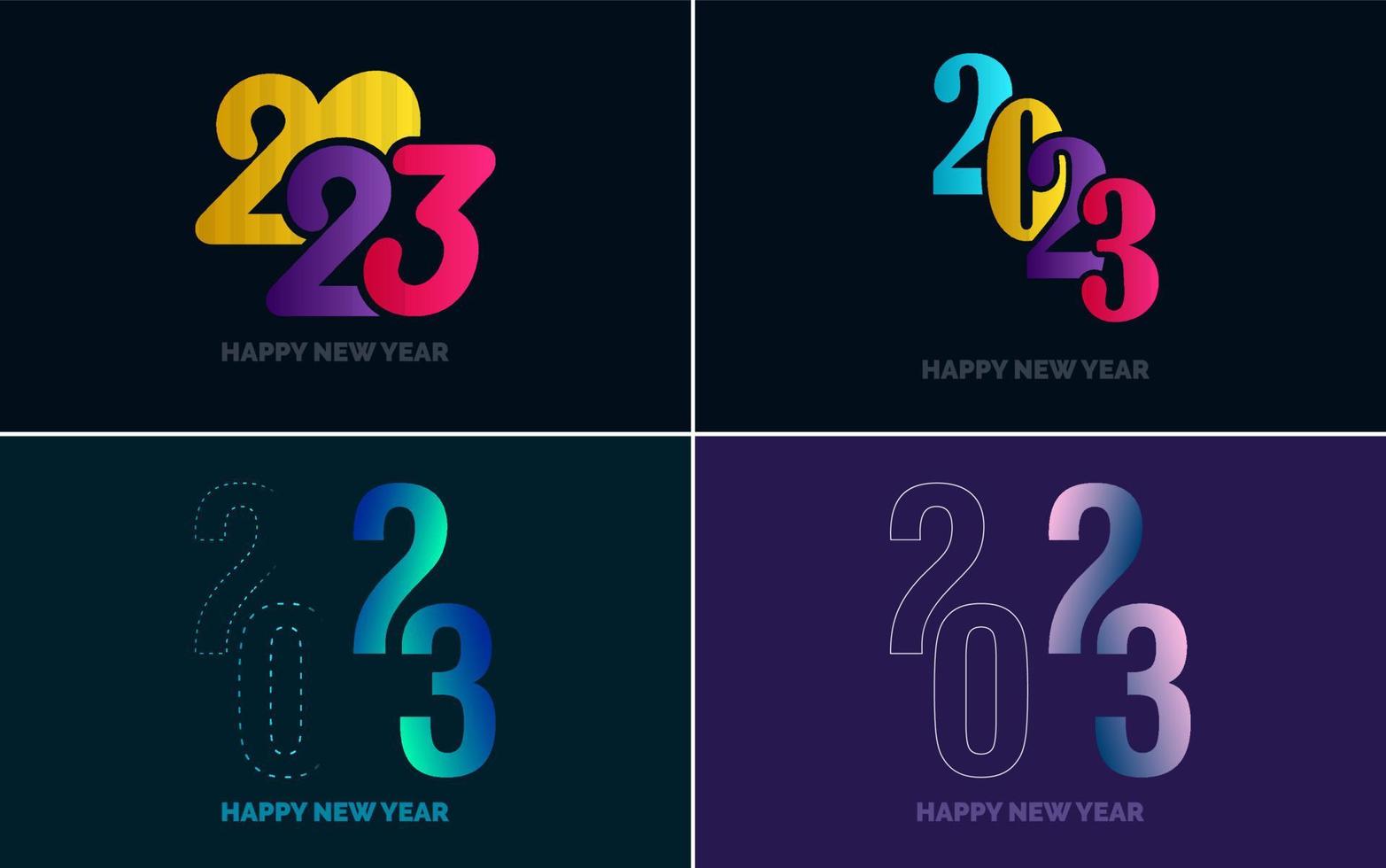 Happy New Year 2023 text design Pack. for Brochure design template. card. banner vector