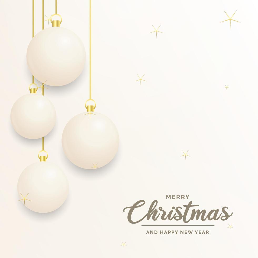 Festive Christmas decoration White and gold christmas balls for website. social networks. blog or your video channel vector