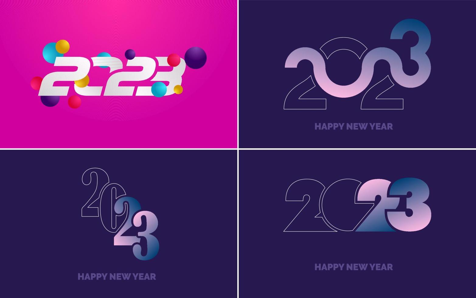 gran conjunto 2023 feliz año nuevo diseño de texto de logotipo negro. Plantilla de diseño de 20 23 números. colección de símbolos de 2023 feliz año nuevo vector