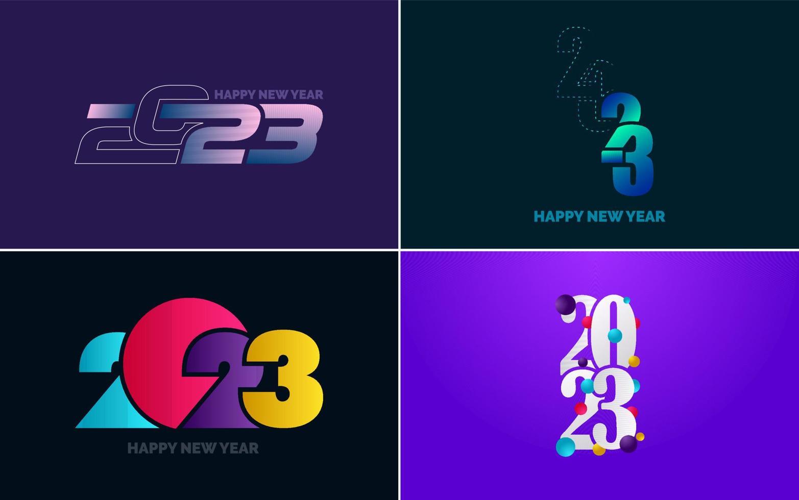 Big Set of 2023 Happy New Year logo text design. 2023 number design template. Collection of 2023 Happy New Year symbols vector