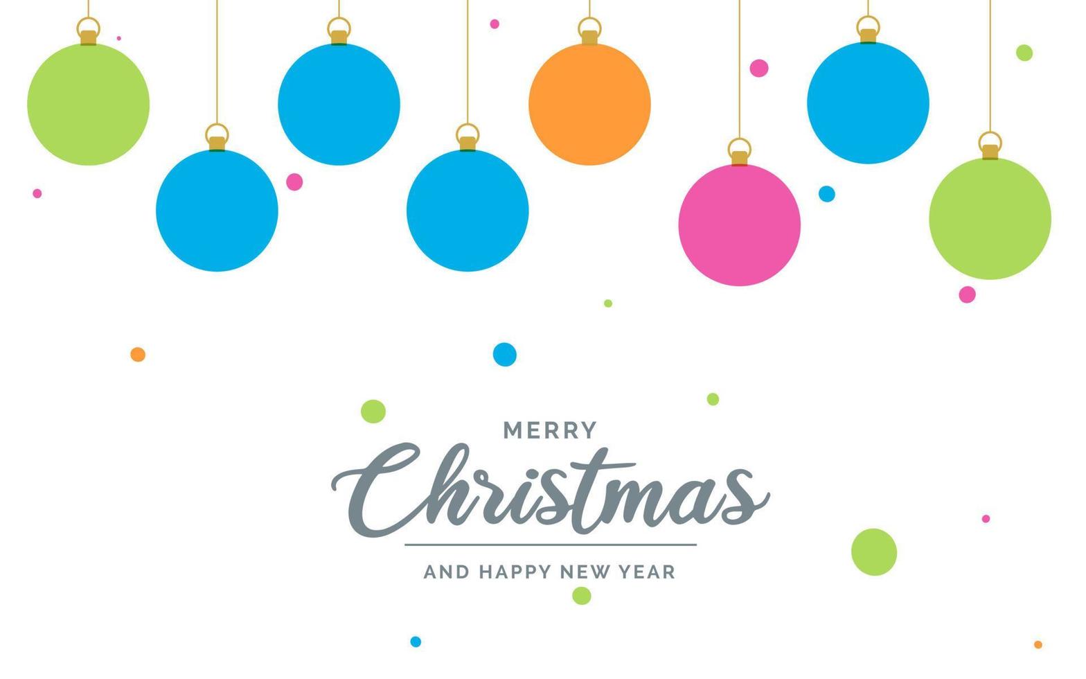 Flat merry christmas decorative Ball elements hanging background vector