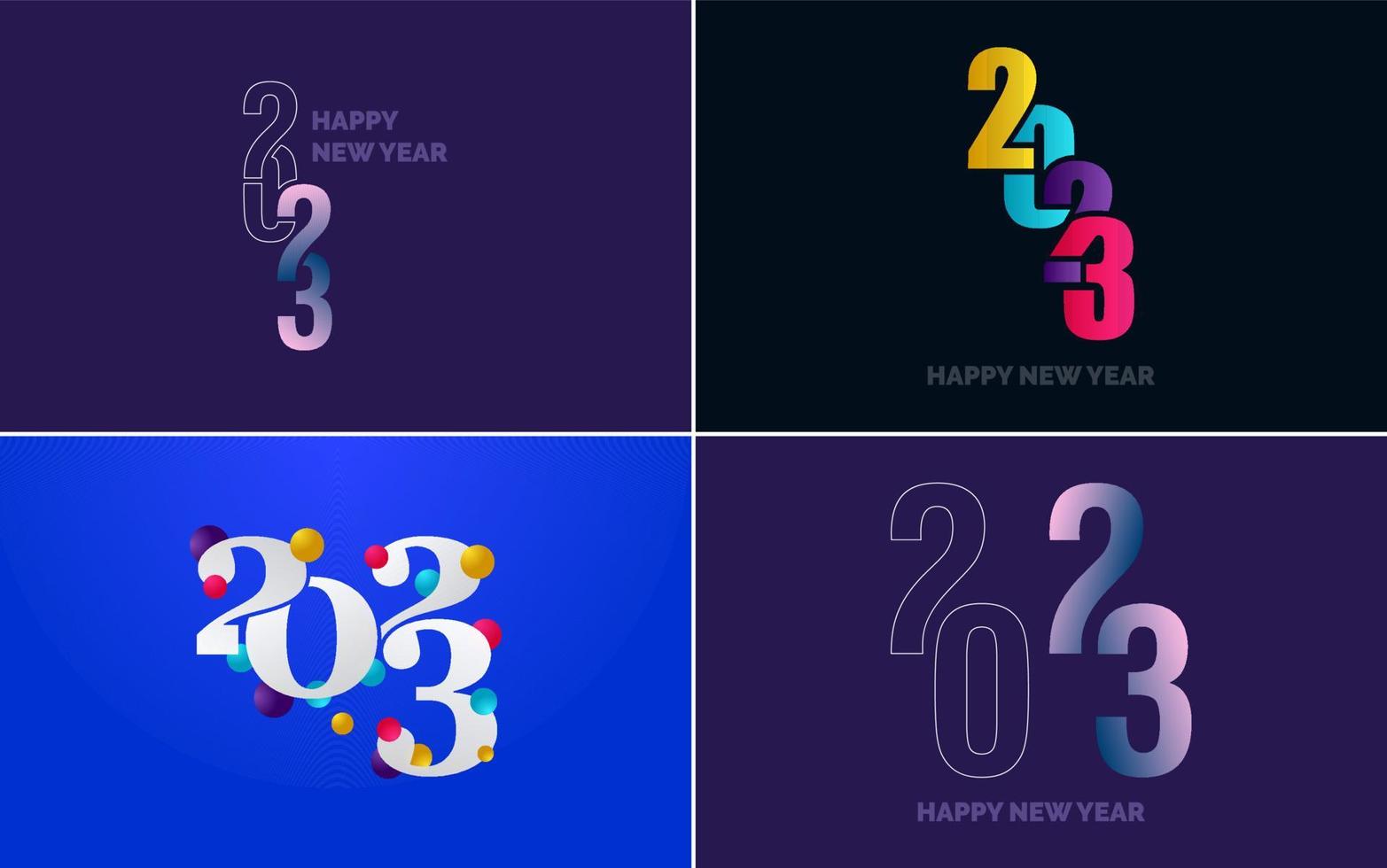 Happy New Year 2023 text design Pack. for Brochure design template. card. banner vector