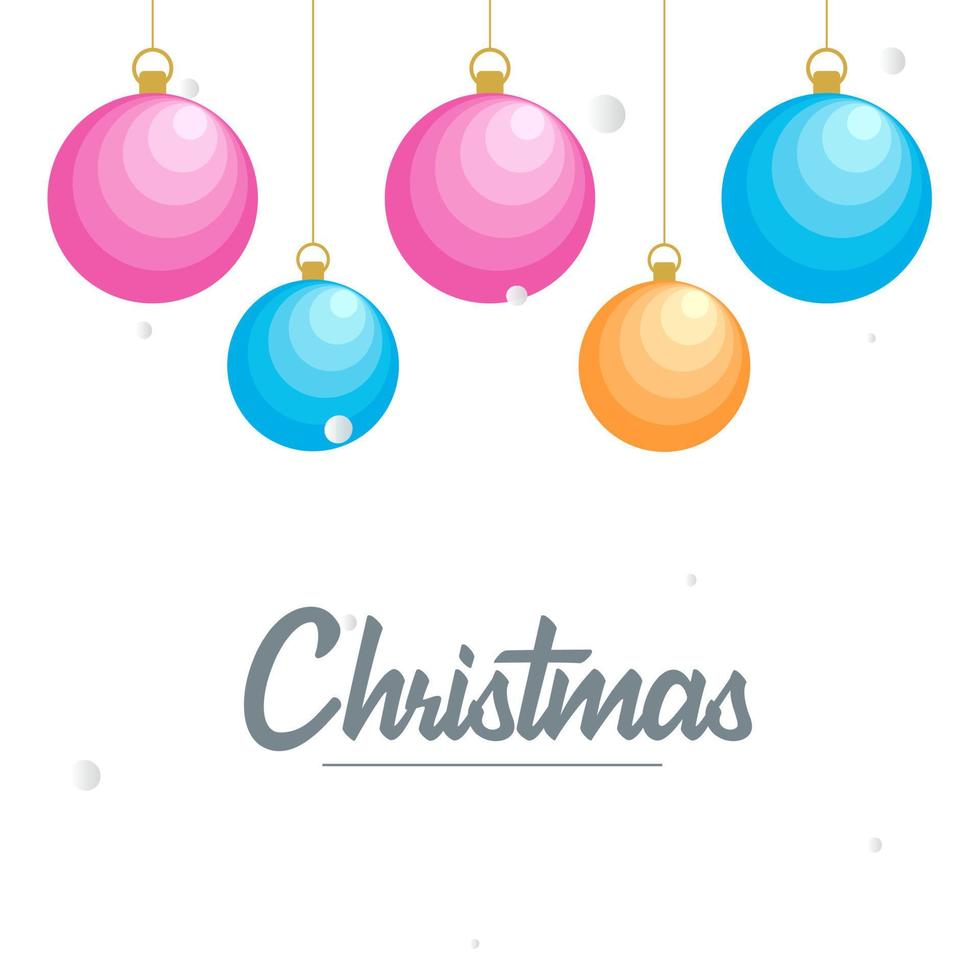 Flat merry christmas Glossy  decorative Ball elements hanging background vector