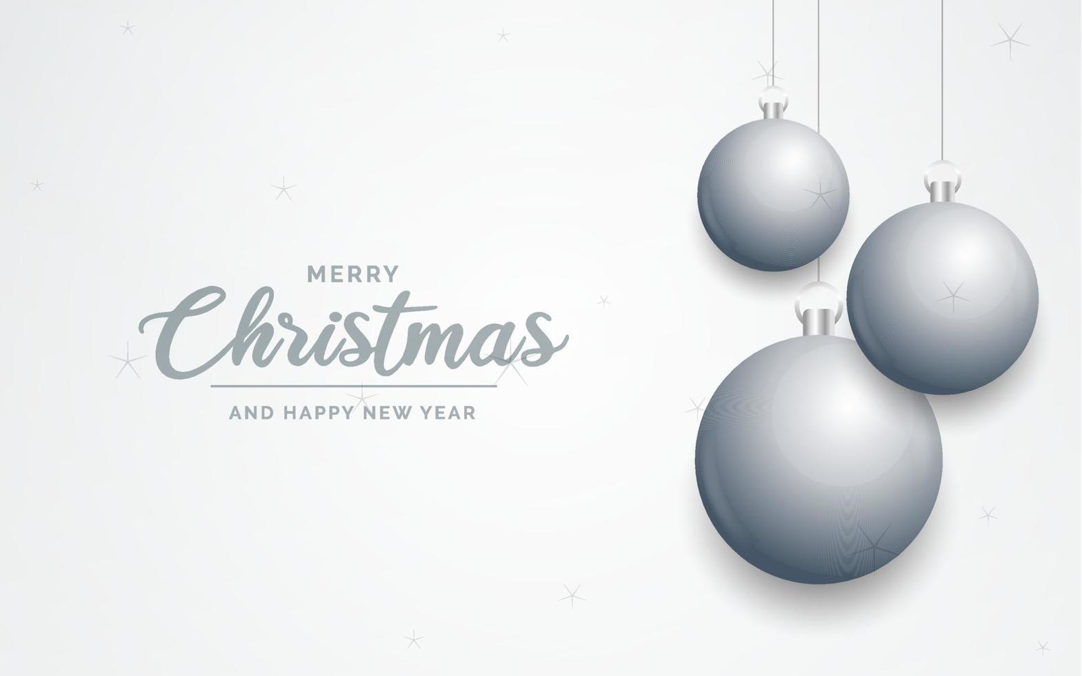 Elegant shiny white Christmas background with Silver baubles and place for text vector