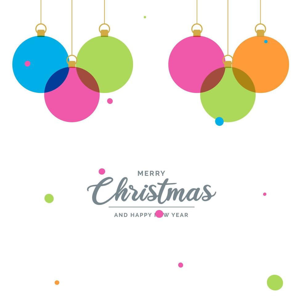 Flat merry christmas decorative Ball elements hanging background vector