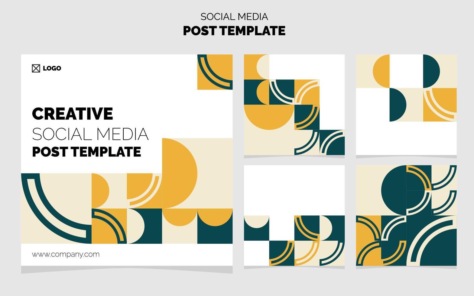 Social Media Post Template Pack. 5 Different Post Design Geometric Background vector