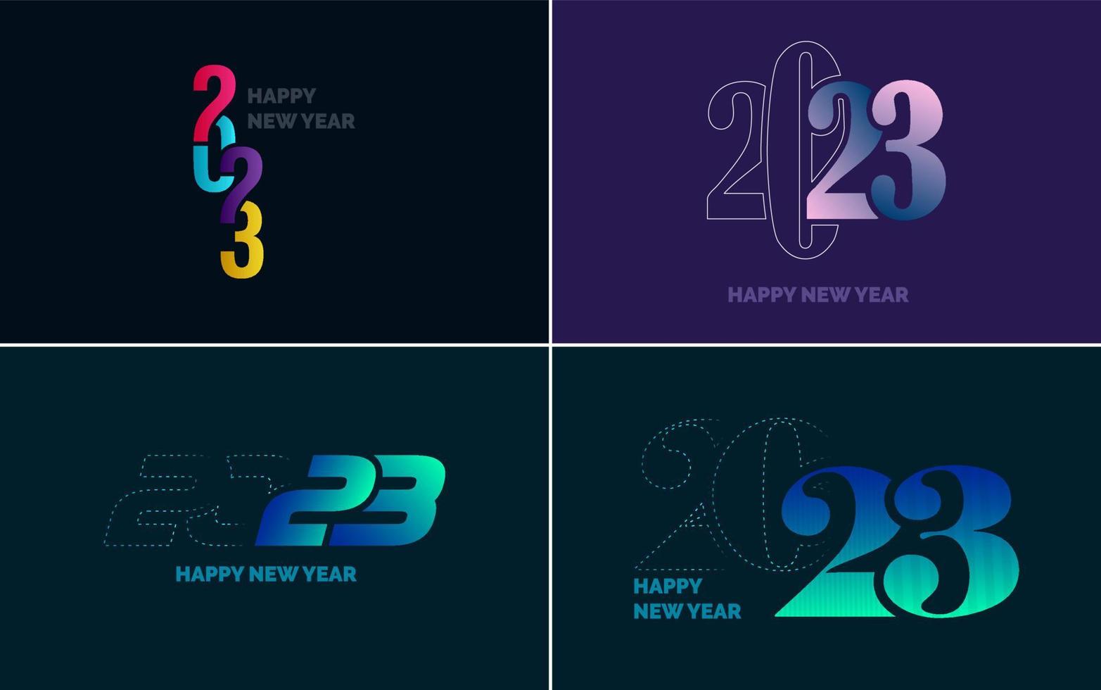 gran conjunto de diseño de texto del logo de feliz año nuevo 2023. Plantilla de diseño de número 2023. colección de símbolos de feliz año nuevo 2023 vector