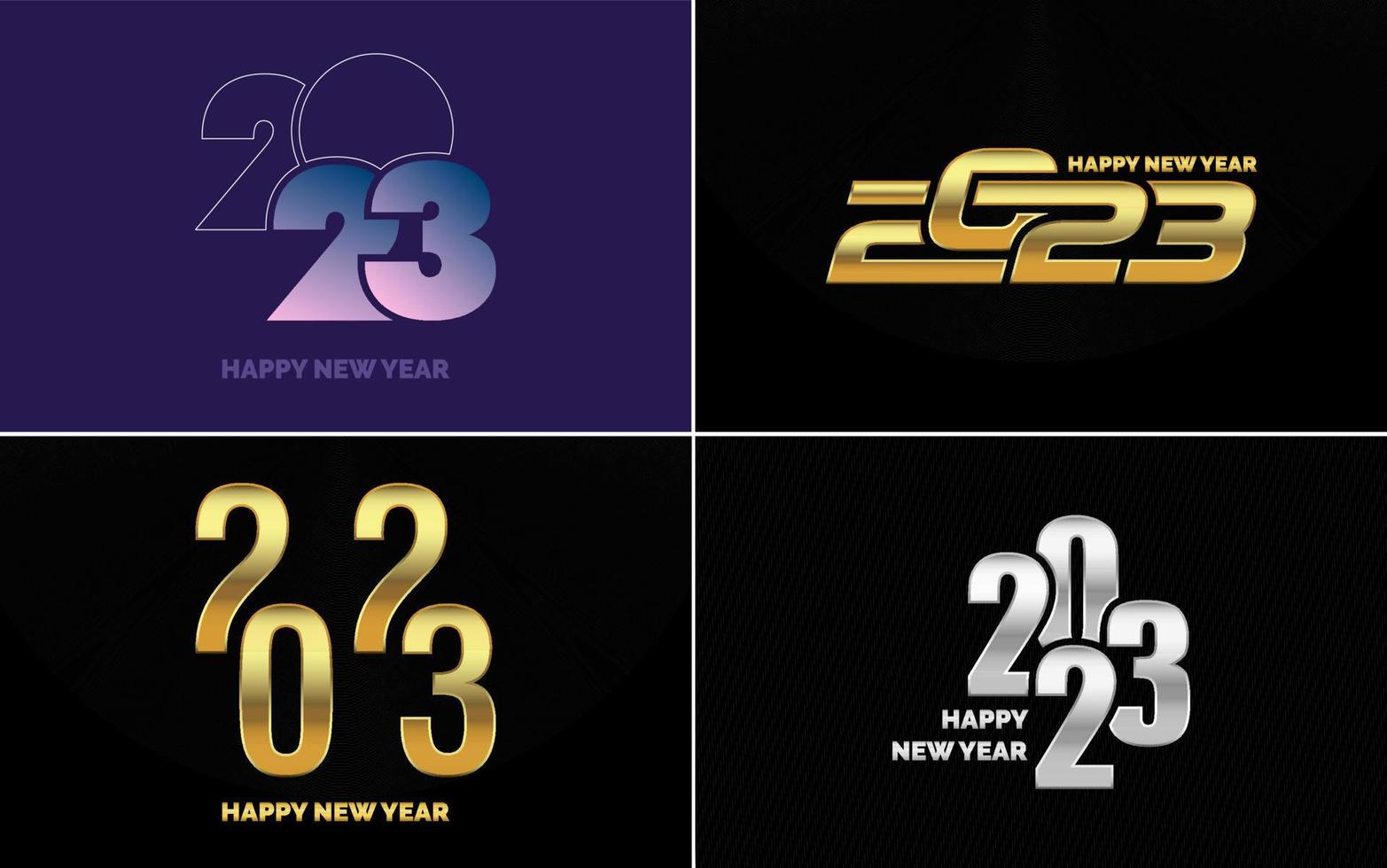 Happy New Year 2023 text design Pack. for Brochure design template. card. banner vector