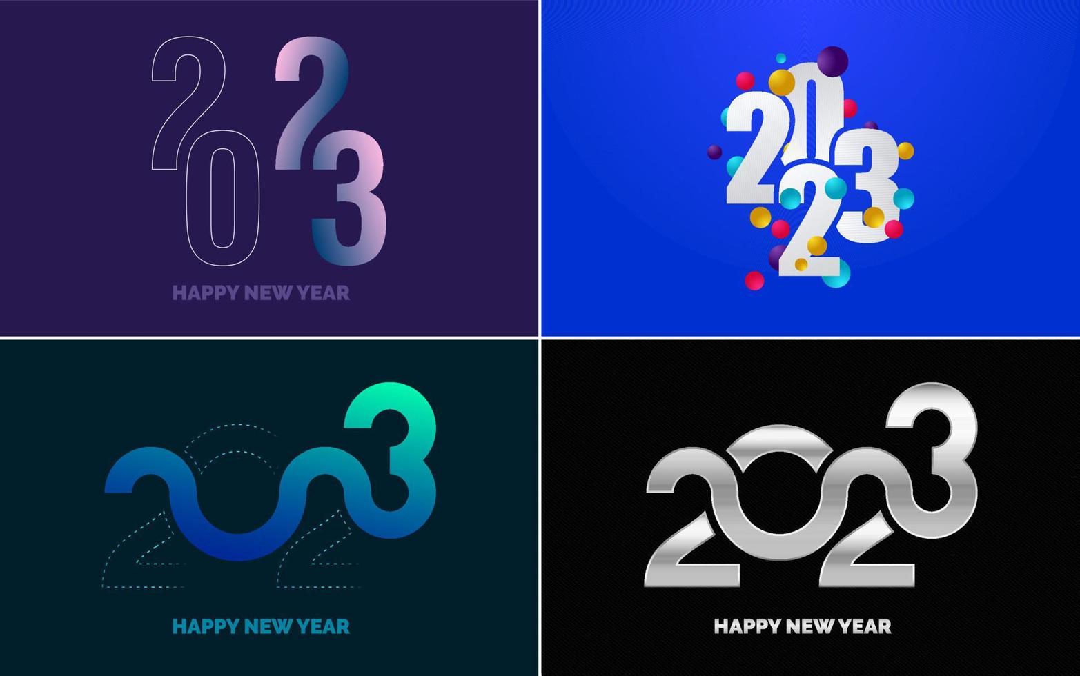 Happy New Year 2023 text design Pack. for Brochure design template. card. banner vector