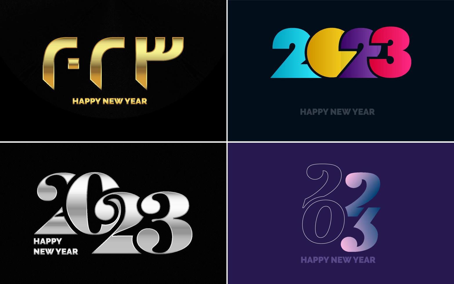 gran conjunto de diseño de texto del logo de feliz año nuevo 2023. Plantilla de diseño de número 2023. colección de símbolos de feliz año nuevo 2023 vector