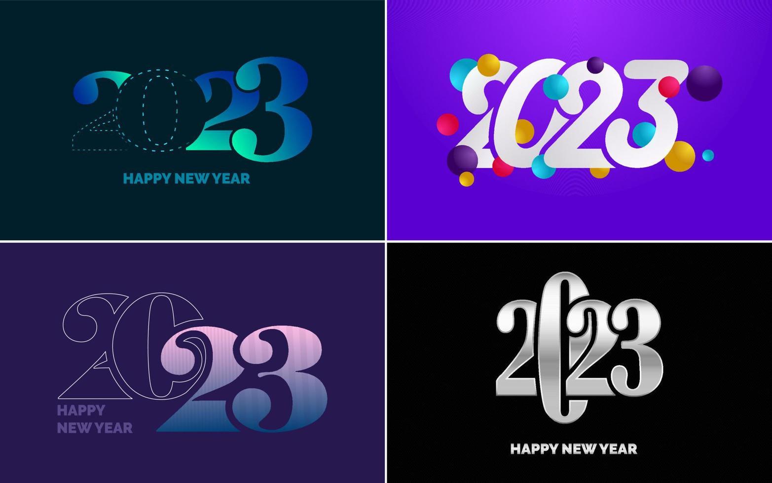 Big Set of 2023 Happy New Year logo text design. 2023 number design template. Collection of 2023 Happy New Year symbols vector