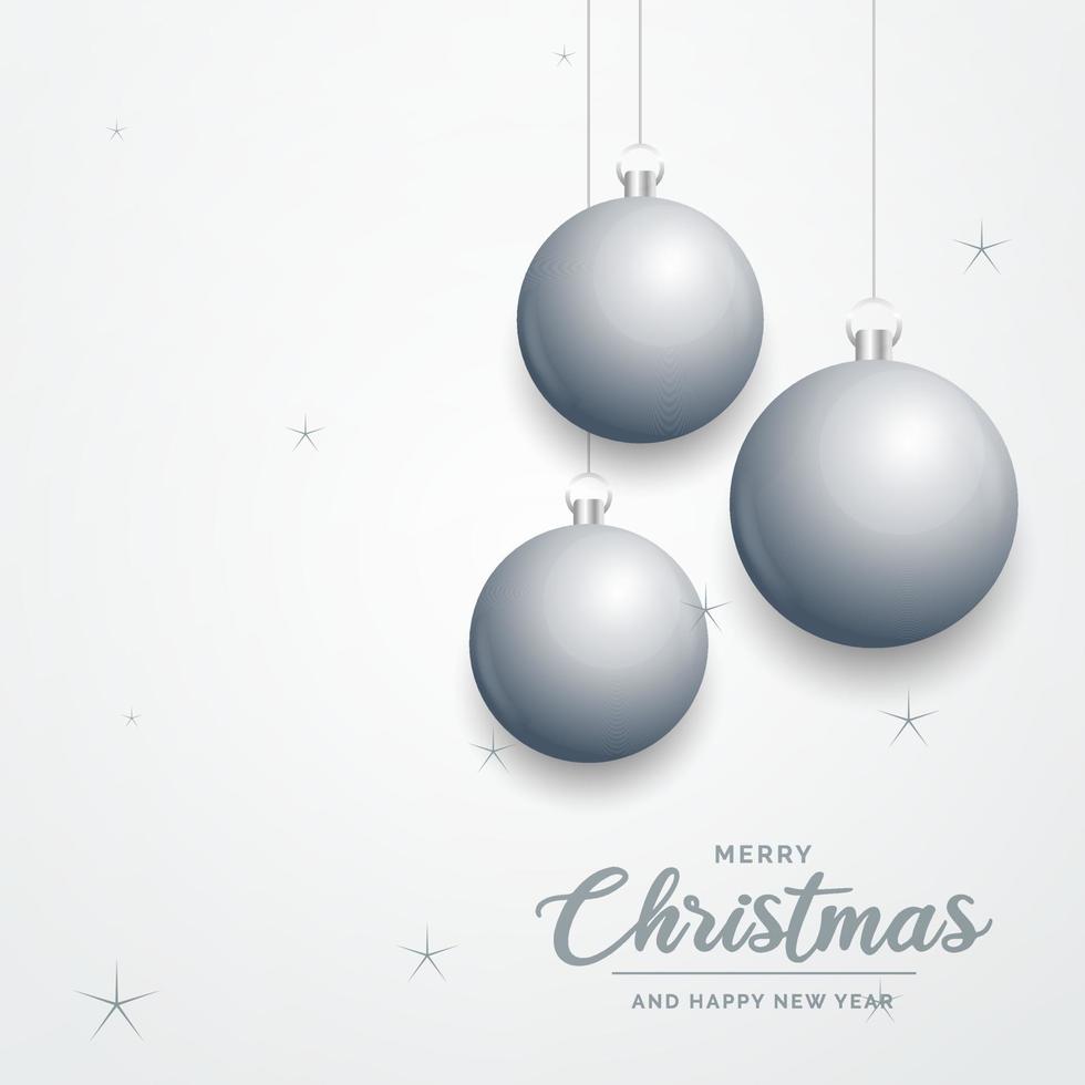 elegante fondo de navidad blanco brillante con adornos plateados y lugar para el texto vector