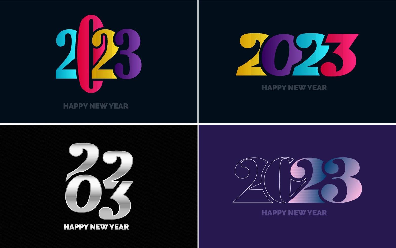 Big Set of 2023 Happy New Year logo text design. 2023 number design template. Collection of 2023 Happy New Year symbols vector