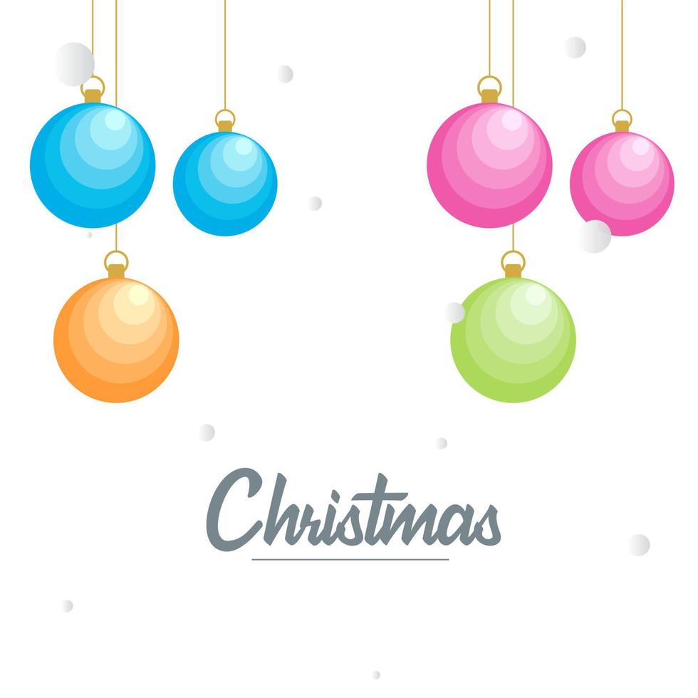 Flat merry christmas Glossy  decorative Ball elements hanging background vector