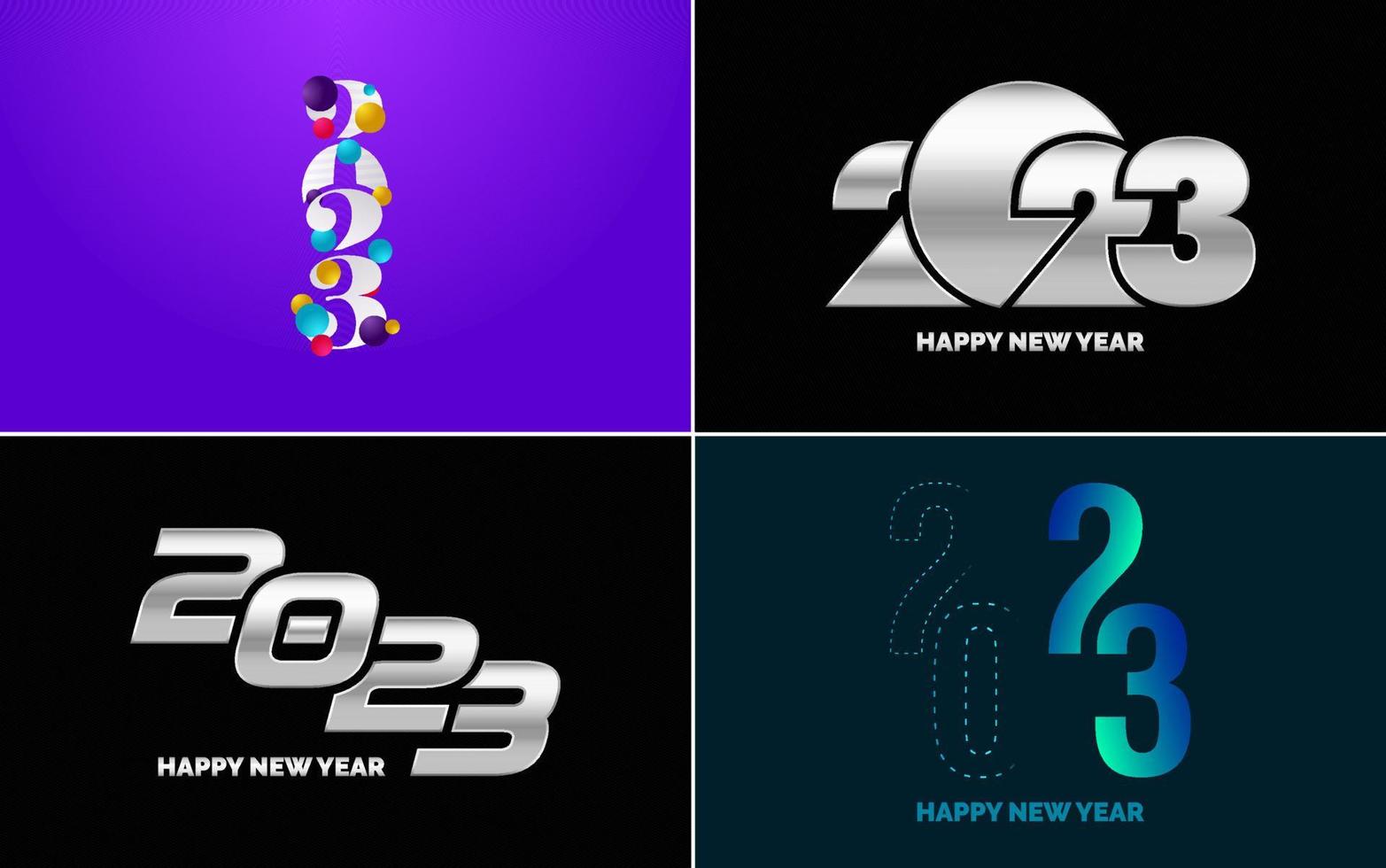 gran conjunto de diseño de texto del logo de feliz año nuevo 2023. Plantilla de diseño de número 2023. colección de símbolos de feliz año nuevo 2023 vector