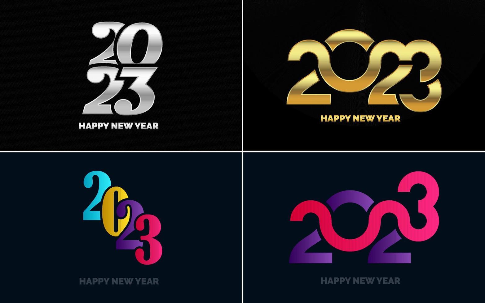 Happy New Year 2023 text design Pack. for Brochure design template. card. banner vector