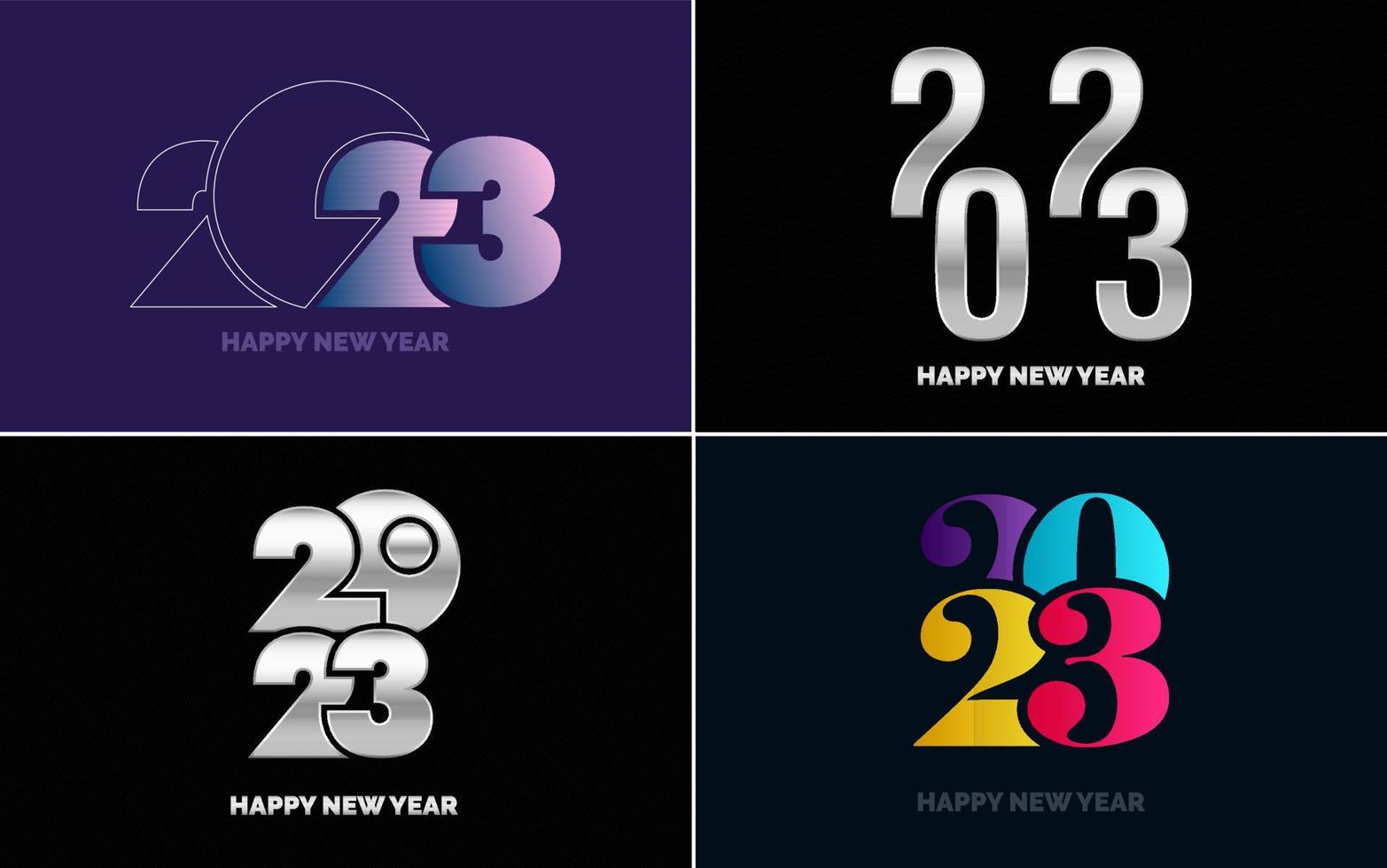 paquete de diseño de texto feliz año nuevo 2023. para plantilla de diseño de folleto. tarjeta. bandera vector