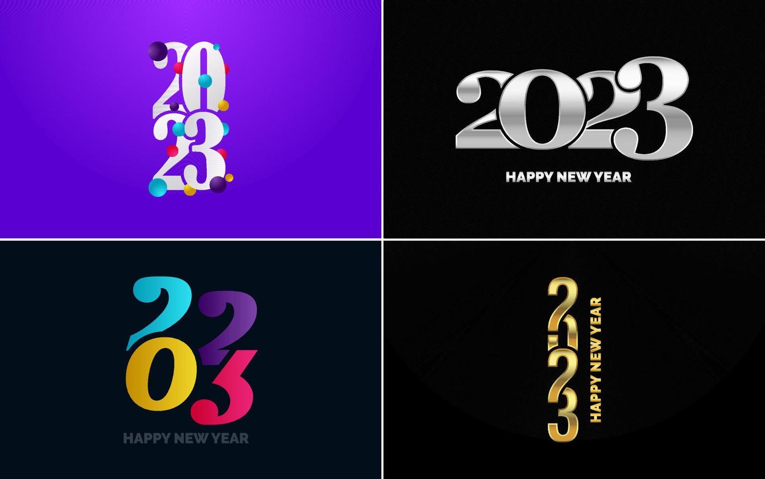 Big set 2023 Happy New Year black logo text design. 20 23 number design template. Collection of symbols of 2023 Happy New Year vector