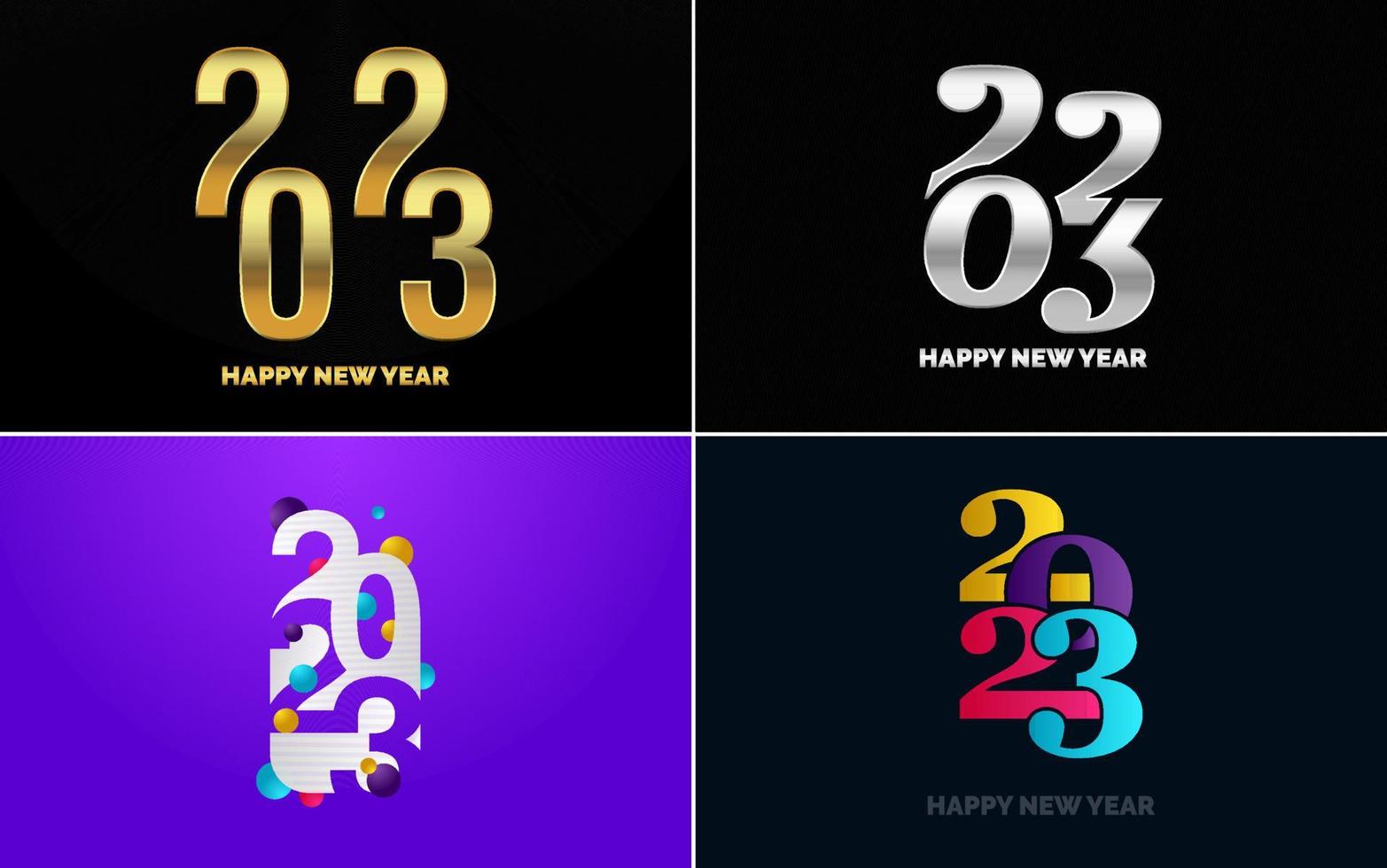 Happy New Year 2023 text design Pack. for Brochure design template. card. banner vector