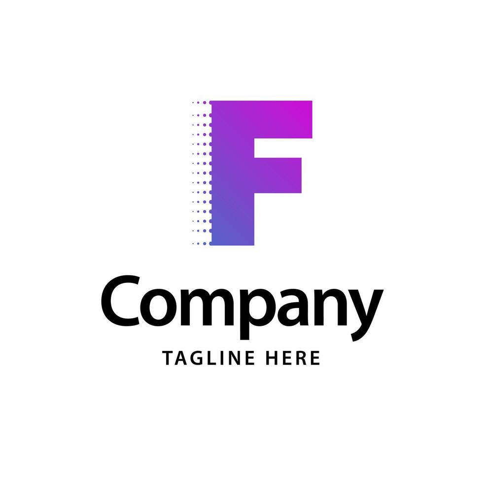 f logotipo morado. diseño de identidad de marca comercial vector