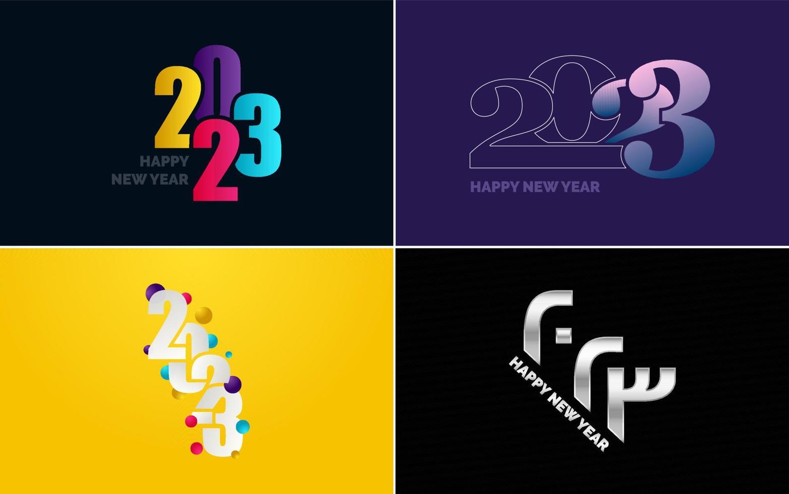 Big set 2023 Happy New Year black logo text design. 20 23 number design template. Collection of symbols of 2023 Happy New Year vector