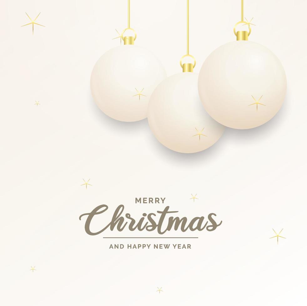 Festive Christmas decoration White and gold christmas balls for website. social networks. blog or your video channel vector