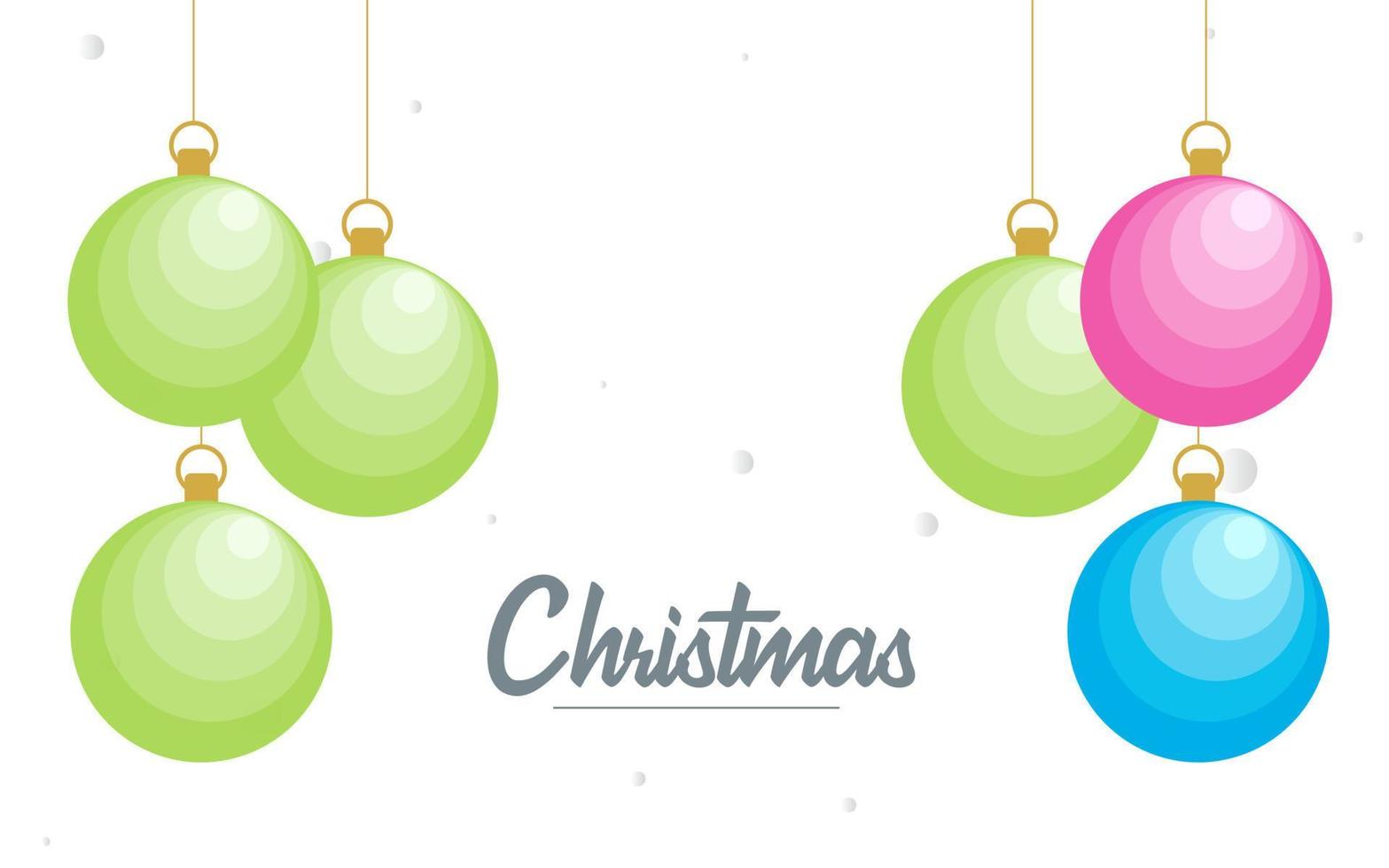 Flat merry christmas Glossy  decorative Ball elements hanging background vector