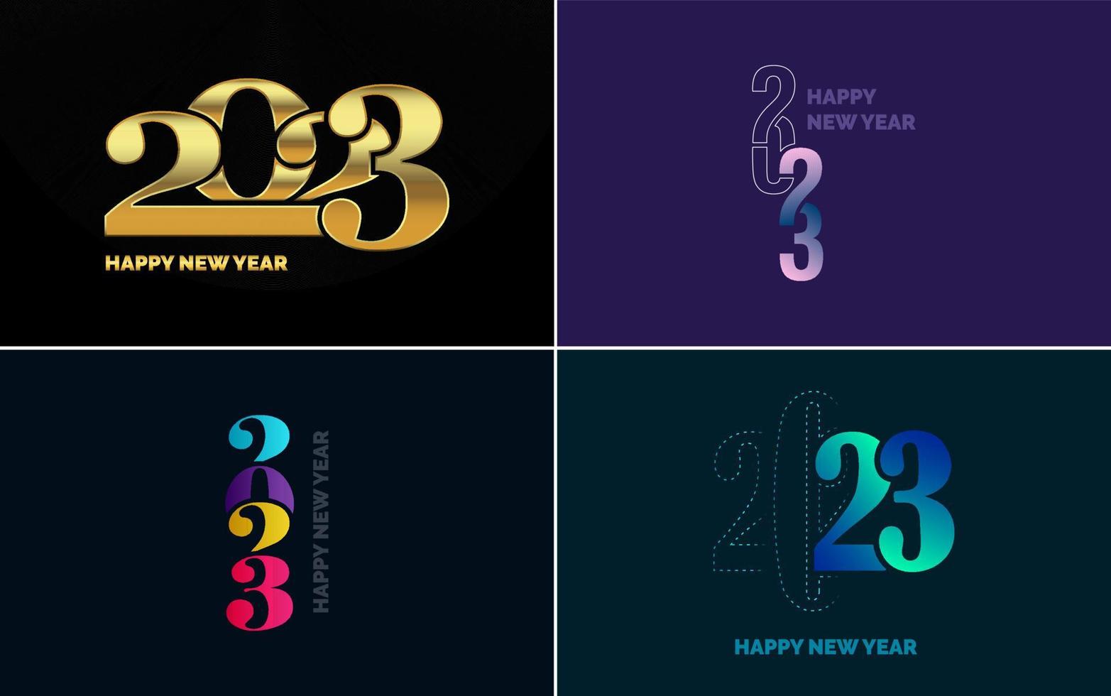 gran conjunto de diseño de texto del logo de feliz año nuevo 2023. Plantilla de diseño de número 2023. colección de símbolos de feliz año nuevo 2023 vector