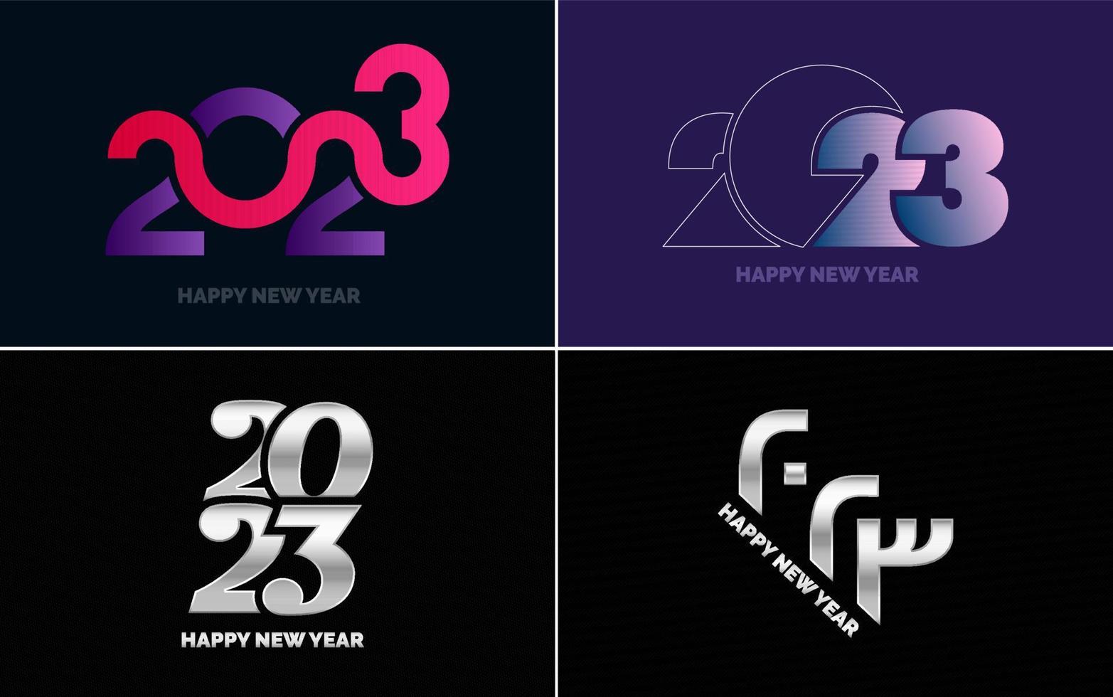 Happy New Year 2023 text design Pack. for Brochure design template. card. banner vector