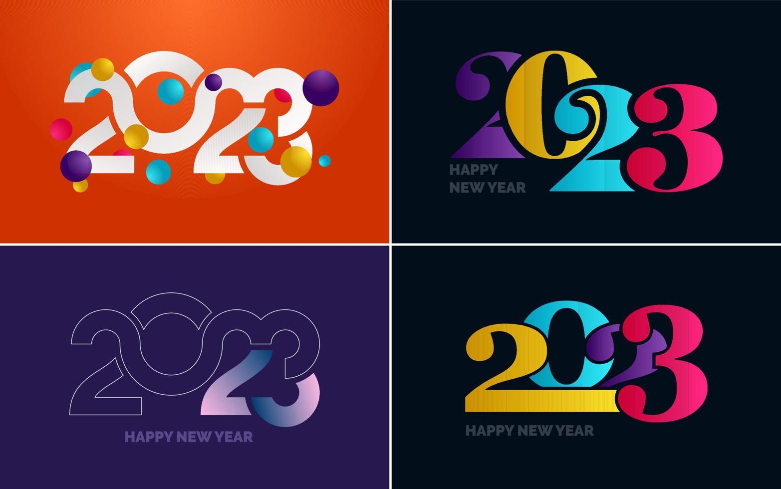 Happy New Year 2023 text design Pack. for Brochure design template. card. banner vector