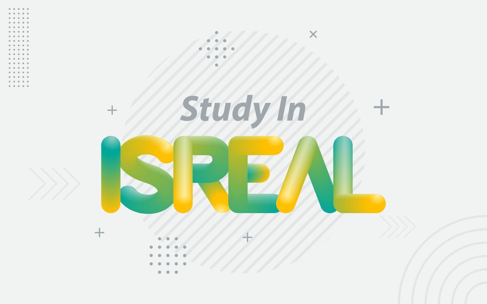 estudiar en Israel. tipografía creativa con efecto de mezcla 3d vector