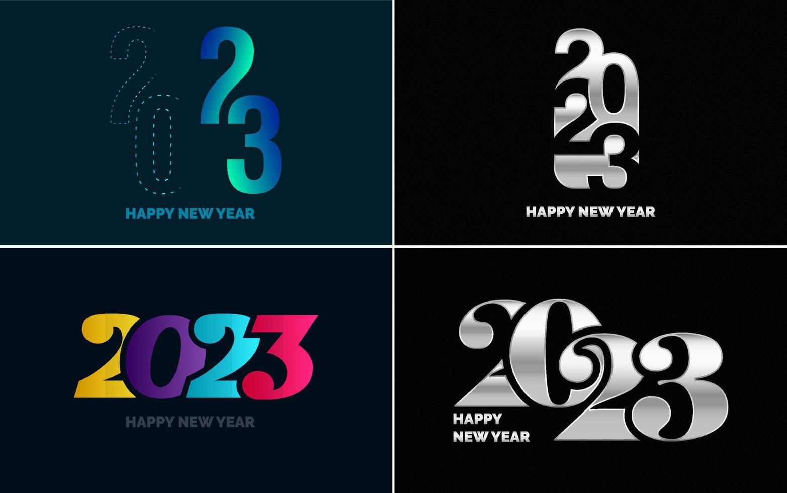 gran conjunto 2023 feliz año nuevo diseño de texto de logotipo negro. Plantilla de diseño de 20 23 números. colección de símbolos de 2023 feliz año nuevo vector