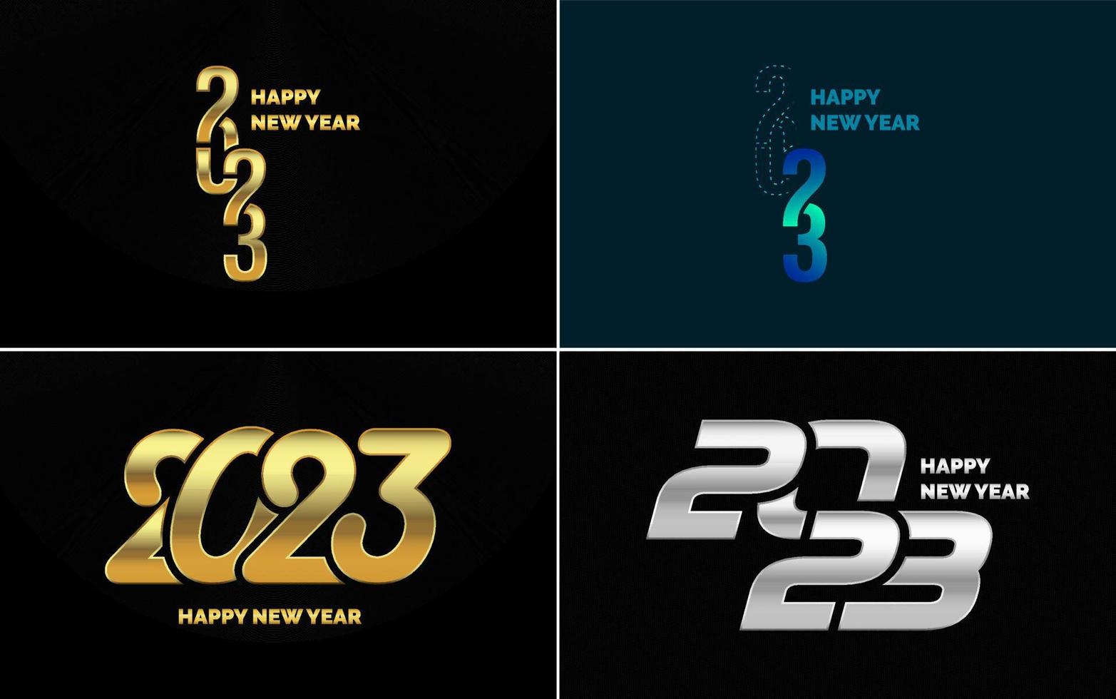 Happy New Year 2023 text design Pack. for Brochure design template. card. banner vector