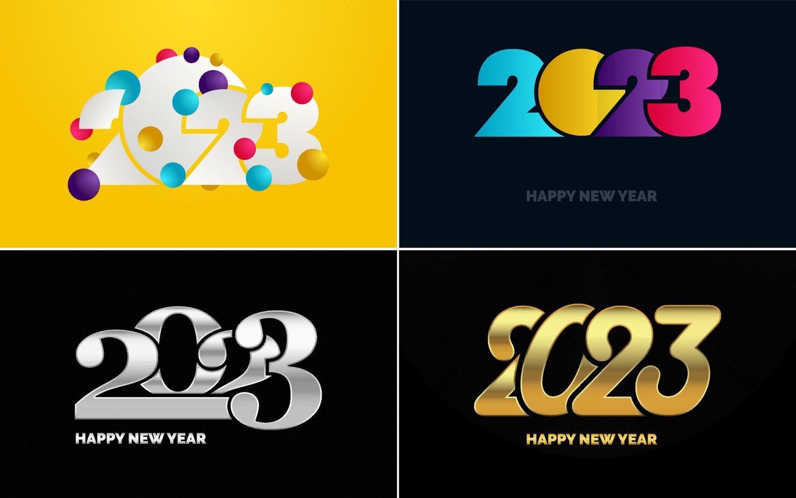 Happy New Year 2023 text design Pack. for Brochure design template. card. banner vector