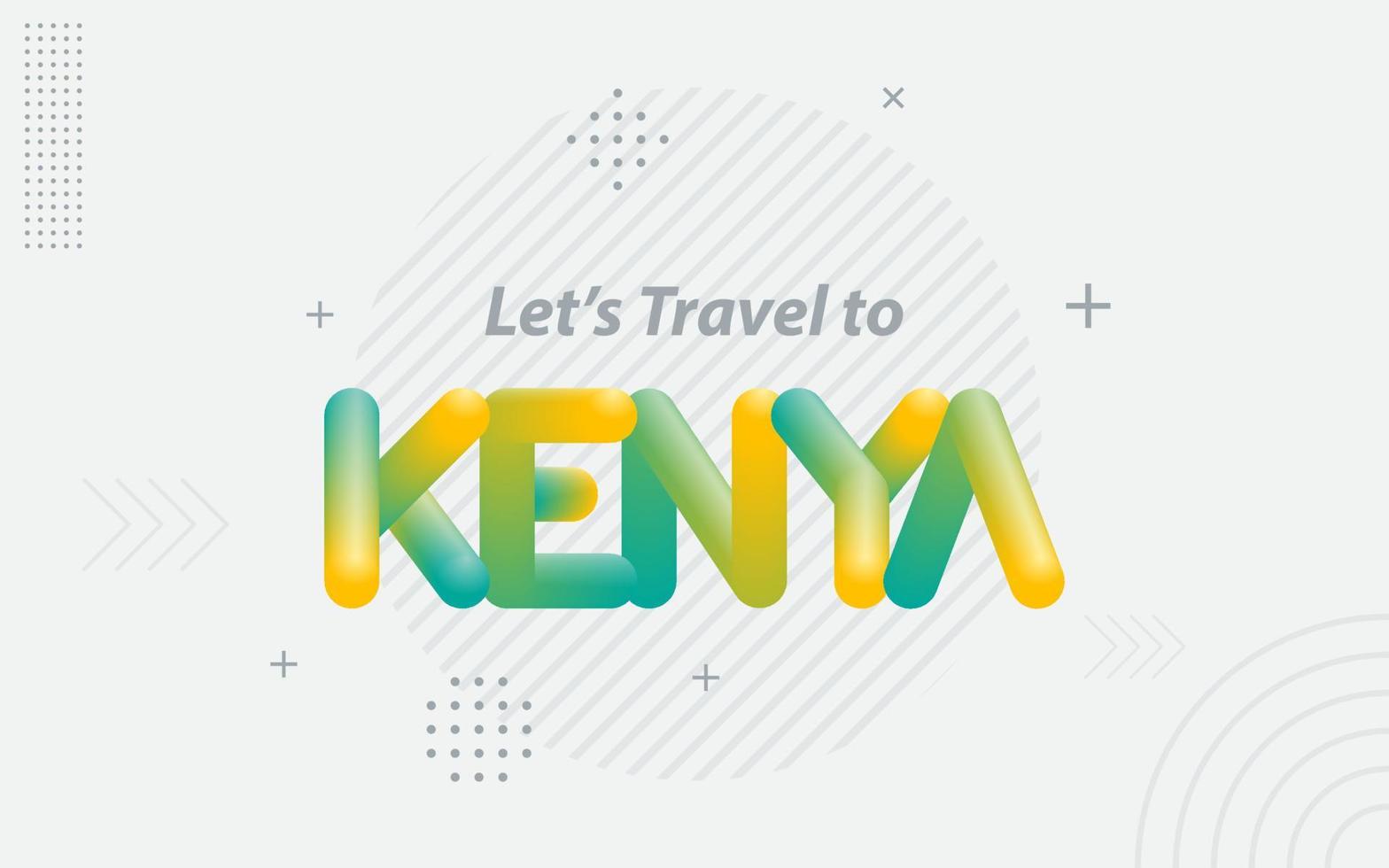 vamos a viajar a Kenia. tipografía creativa con efecto de mezcla 3d vector