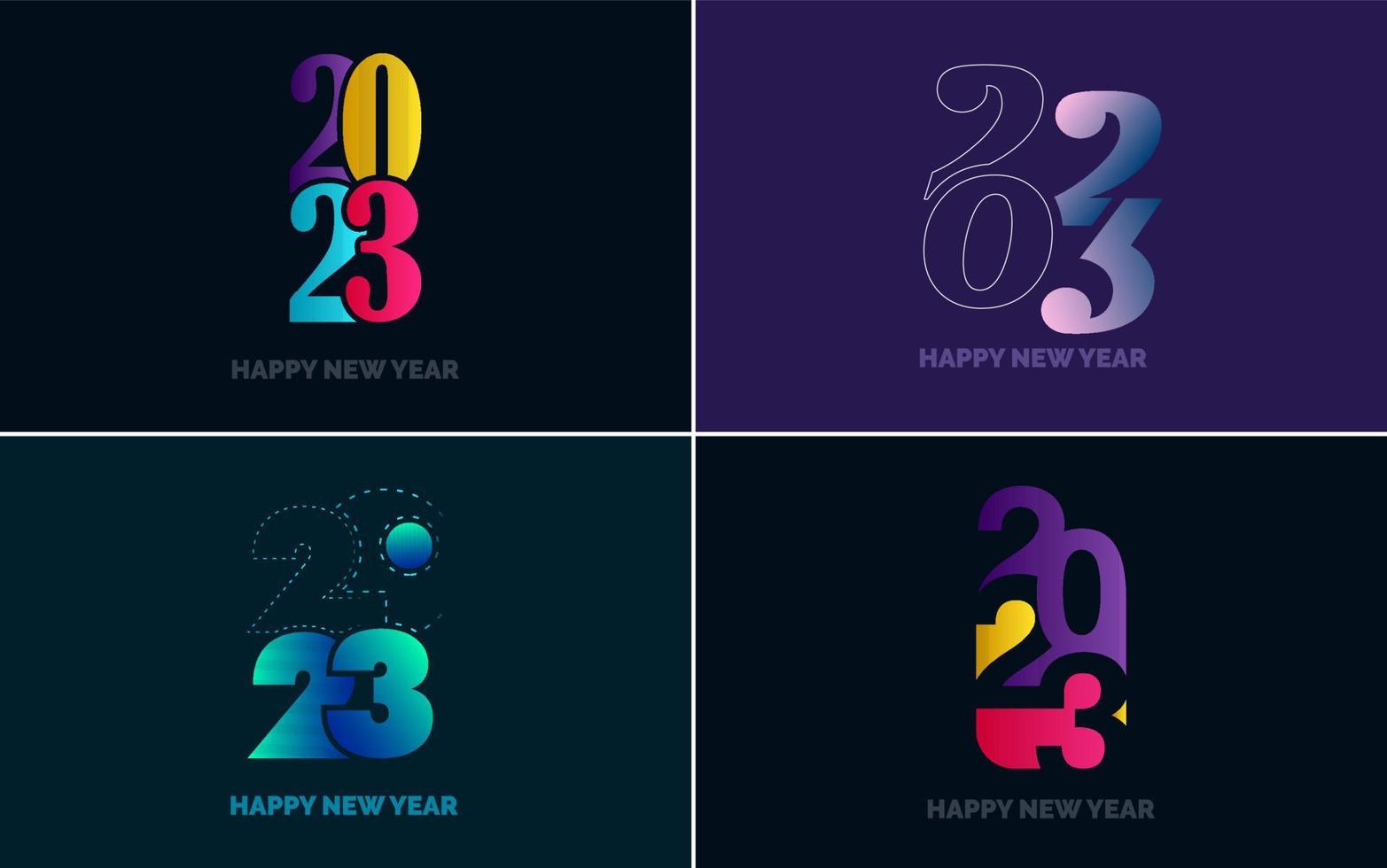 gran conjunto de diseño de texto del logo de feliz año nuevo 2023. Plantilla de diseño de número 2023. colección de símbolos de feliz año nuevo 2023 vector