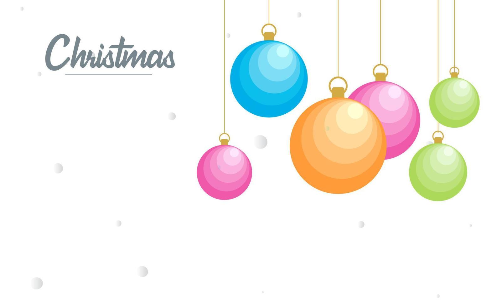 plano feliz navidad brillante bola decorativa elementos colgando fondo vector