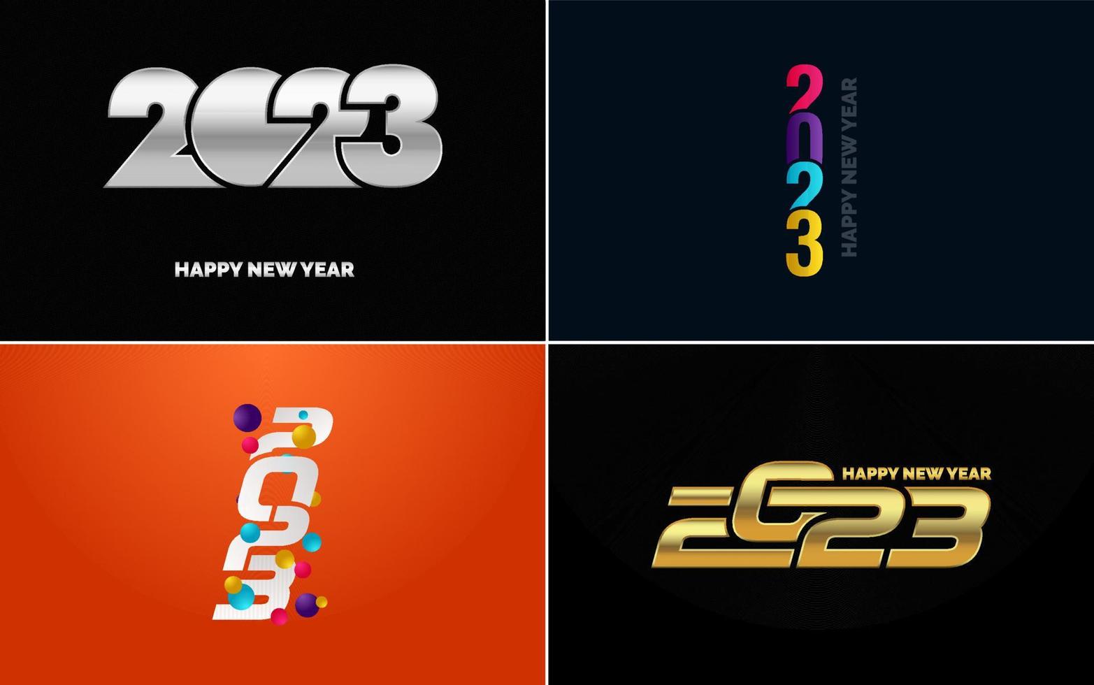 Happy New Year 2023 text design Pack. for Brochure design template. card. banner vector