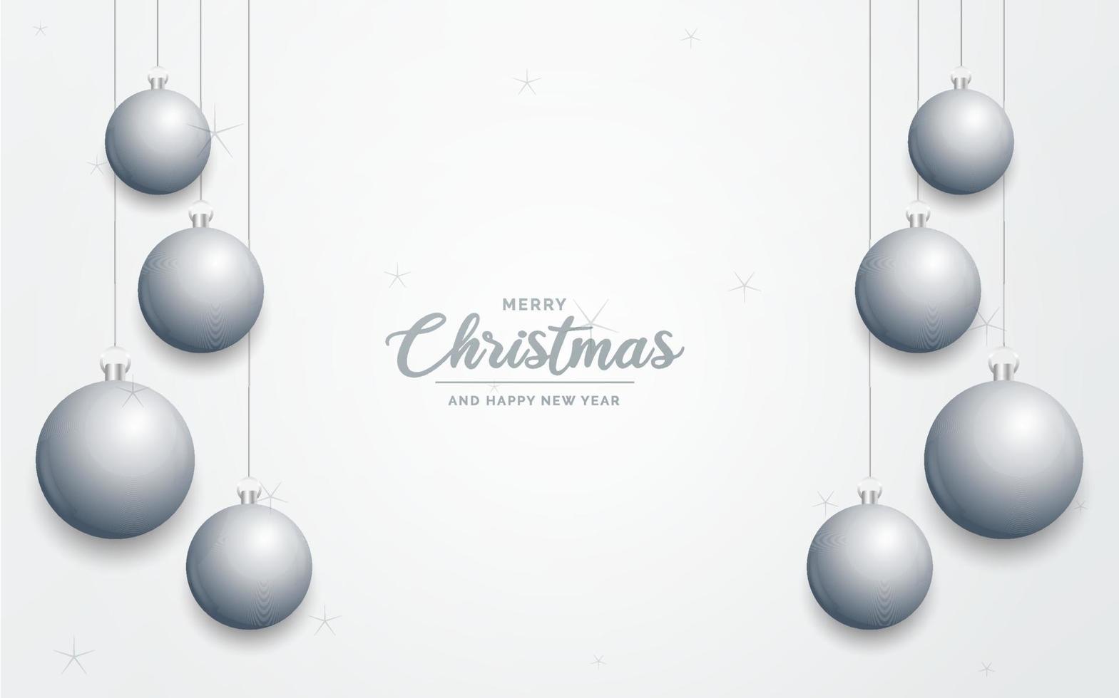 Elegant shiny white Christmas background with Silver baubles and place for text vector