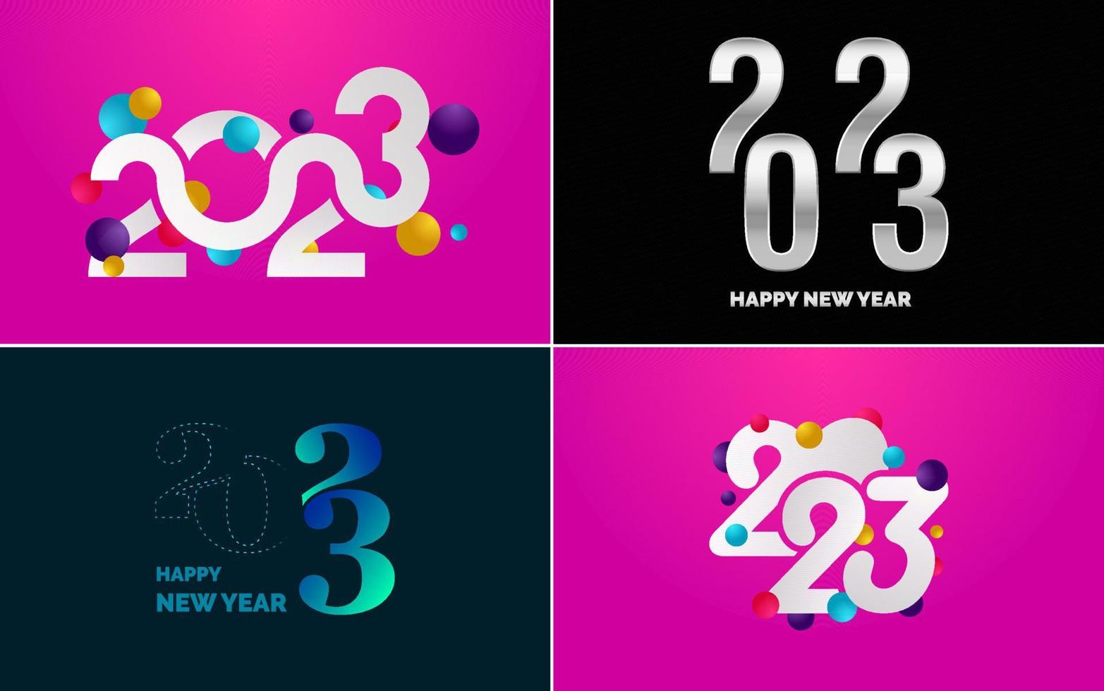 Happy New Year 2023 text design Pack. for Brochure design template. card. banner vector