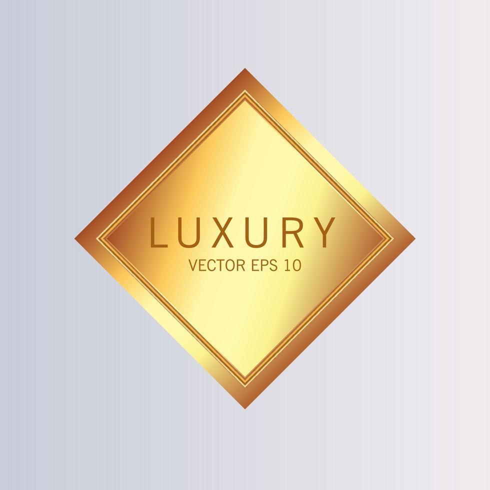 glossy labels with golden frame over beige background vector
