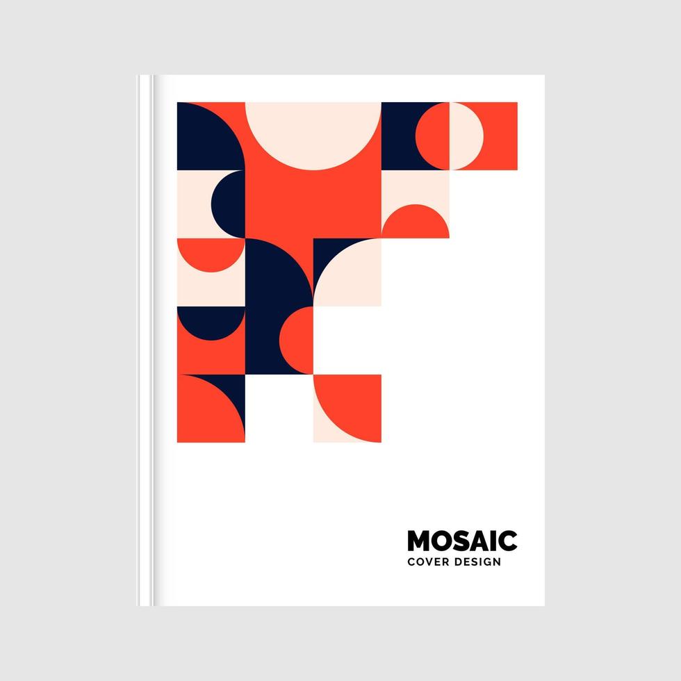 Colorful geometric Mosaic Book Cover Design. Vector Illustration