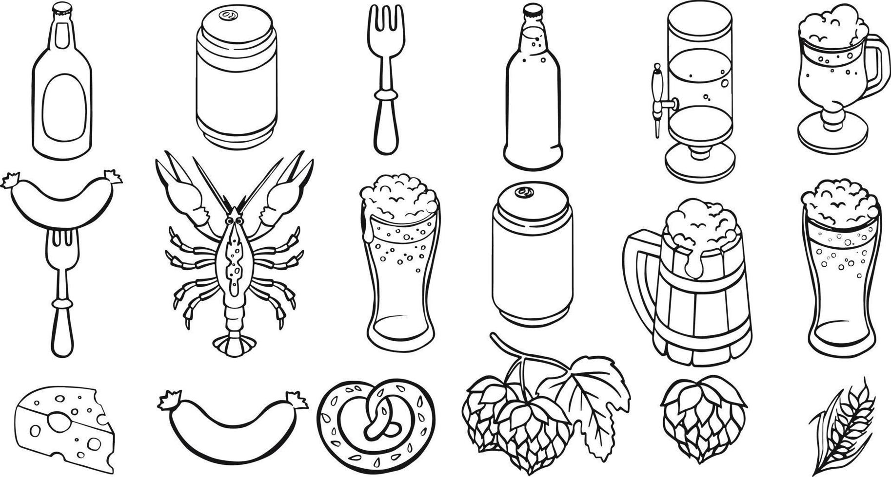 set of beer icon, such as alcohol, brewery, craft beer, hop. Vector