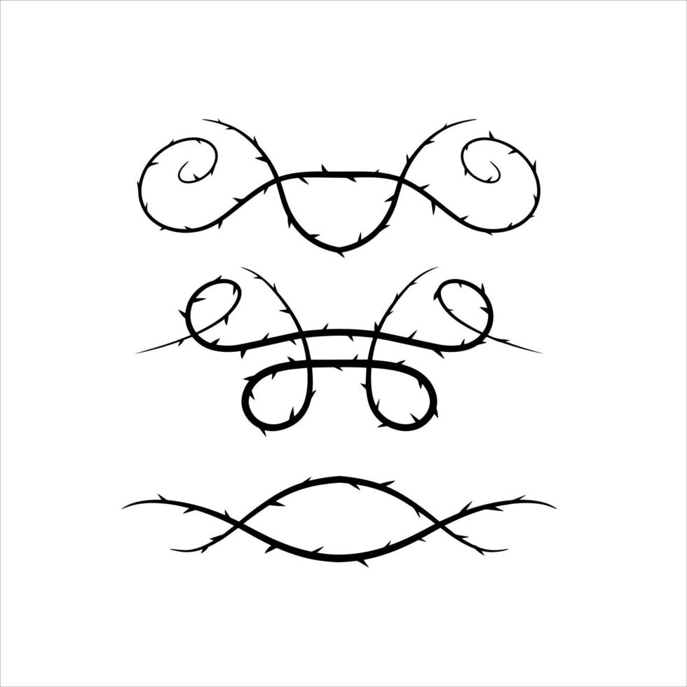 Thorn branch or vine. Natural intertwined pattern. Element of tattoo with spike. vector