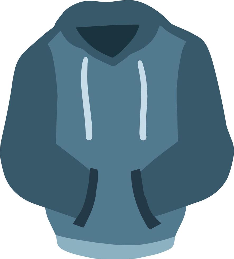 Hoodie with hood. Blue Warm clothing. Cartoon flat illustration. Sweatshirt with handles vector