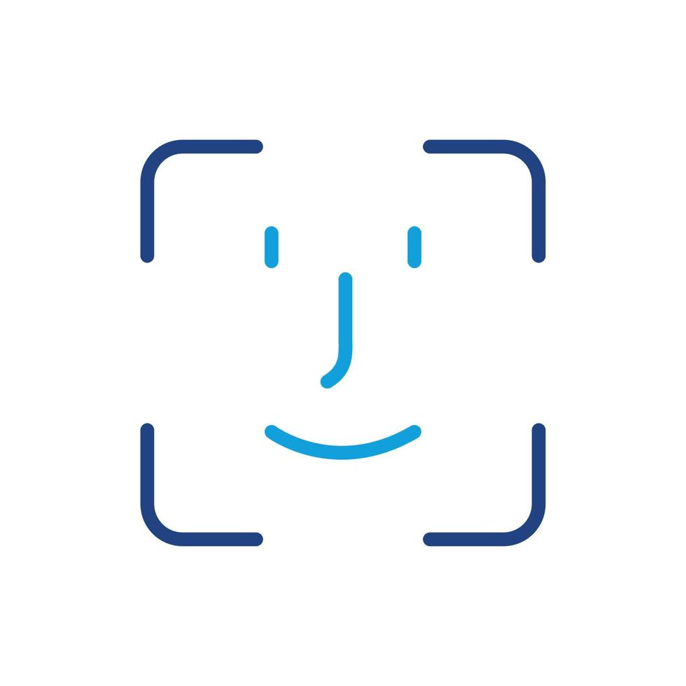 Scan Face ID Line Icon. Facial Recognition Linear Pictogram. Biometric Identification Technology Outline Symbol. Verification on Smartphone Symbol. Editable Stroke. Isolated Vector Illustration.