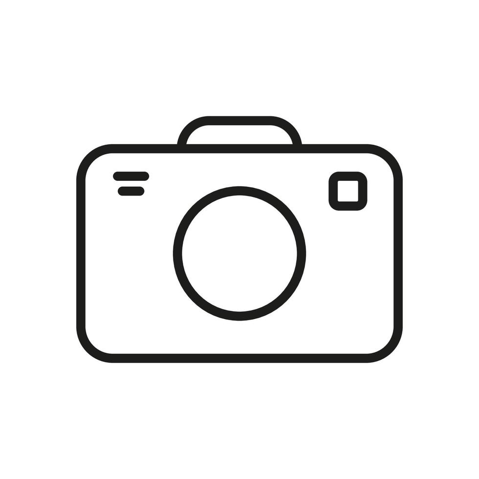 Photo Camera Line Icon. Photograph Flash Equipment Linear Pictogram. Photographic Optical Lens Outline Symbol. Video, Photography Image. Editable Stroke. Isolated Vector Illustration.